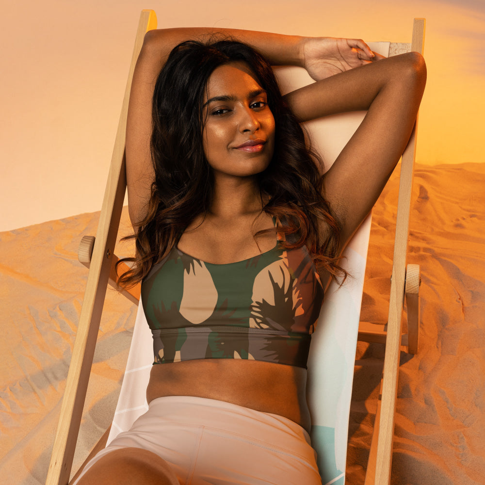 Indian Army Palm Frond CAMO Longline sports bra - Womens Sports Bra