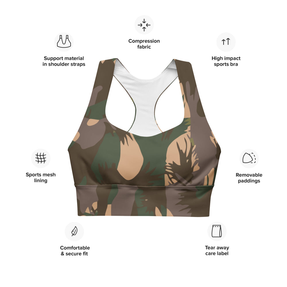 Indian Army Palm Frond CAMO Longline sports bra - Womens Sports Bra