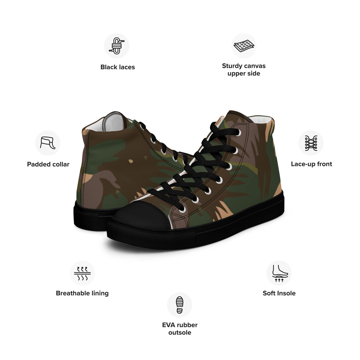 Indian DPM Palm Frond CAMO Mens high top canvas shoes - High Top Canvas Shoes