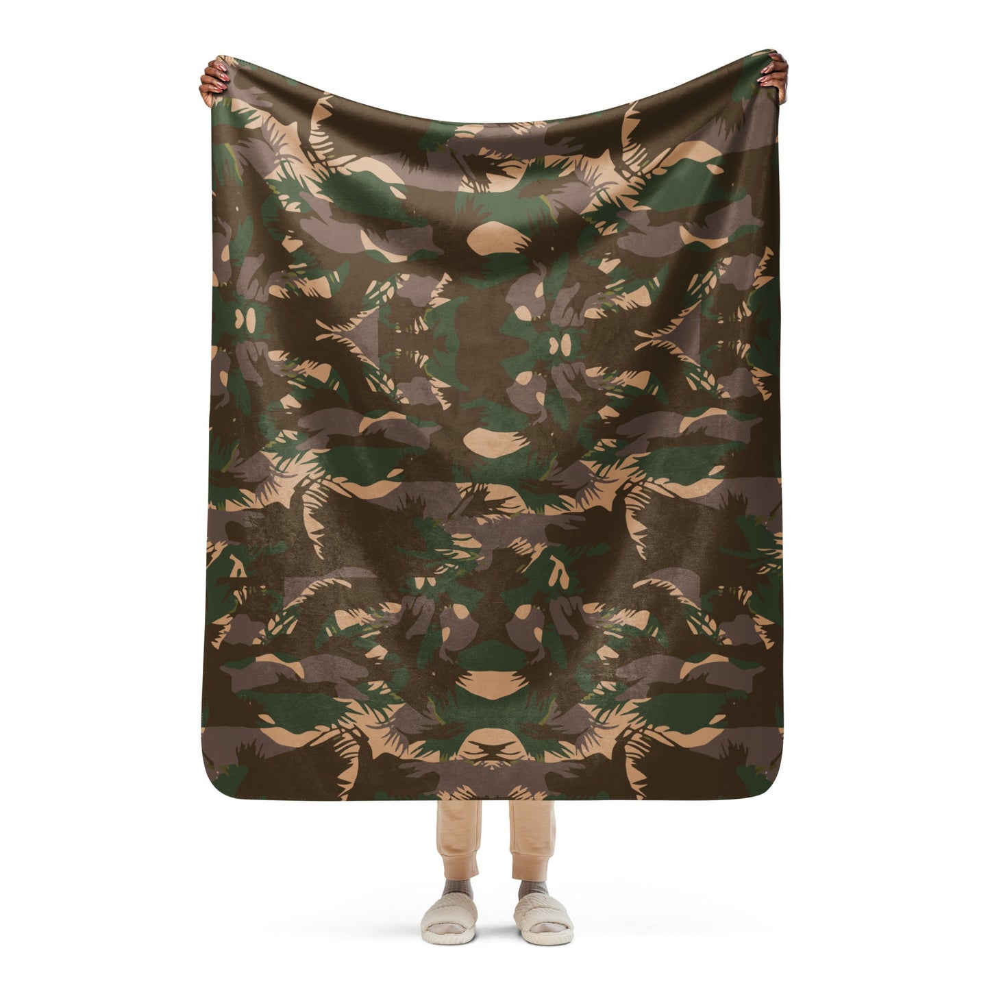 Indian DPM Palm Frond CAMO Sherpa blanket - 50″×60″ - Blankets