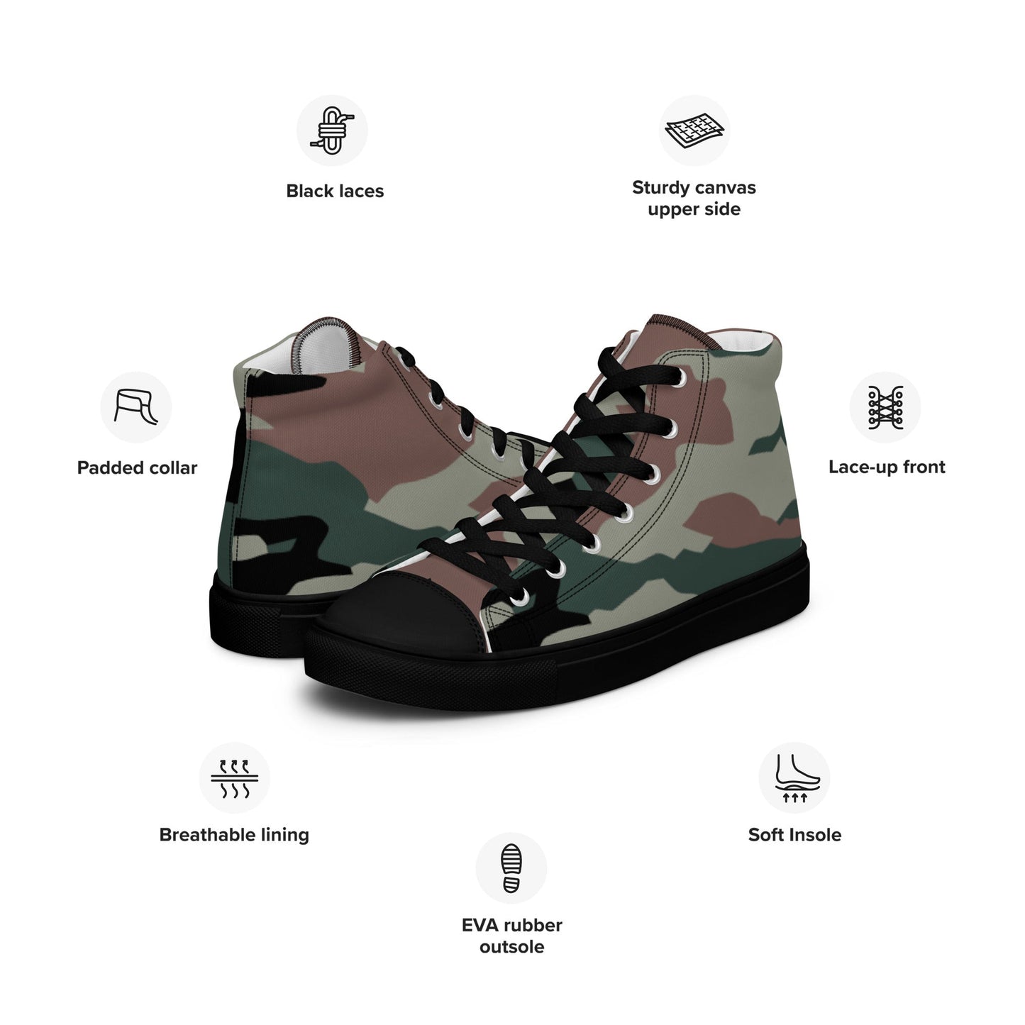 Indian DPM Peace Keeping CAMO Mens high top canvas shoes High Top Canvas Shoes