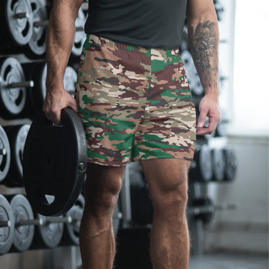 Indonesian INDOCAM Multi CAMO Unisex Athletic Long Shorts - 2XS