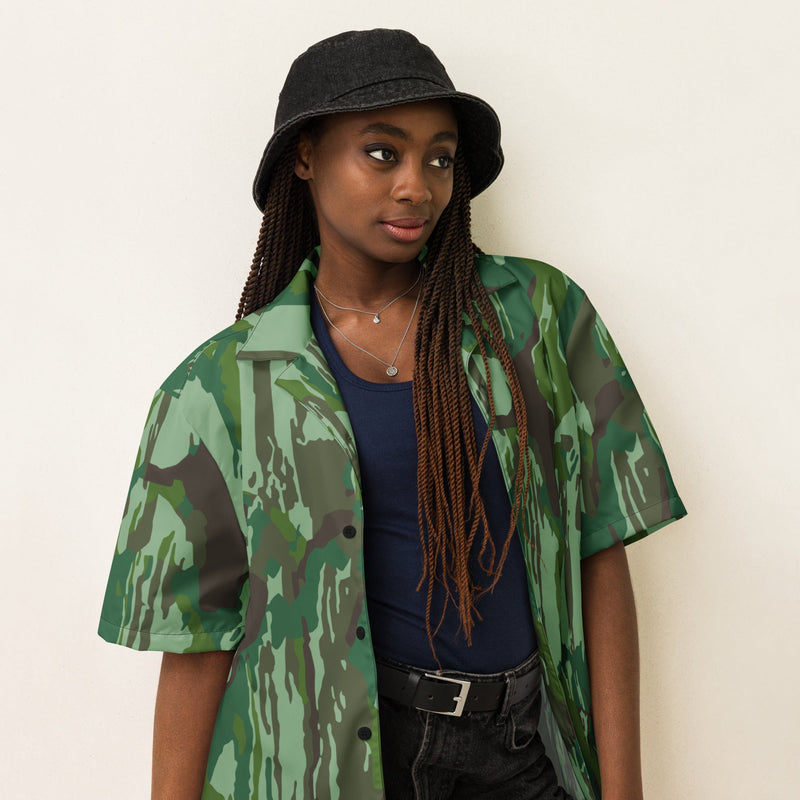 KOPASGAT Vertical Stripe 1969 CAMO Unisex Short-Sleeve Button Shirt