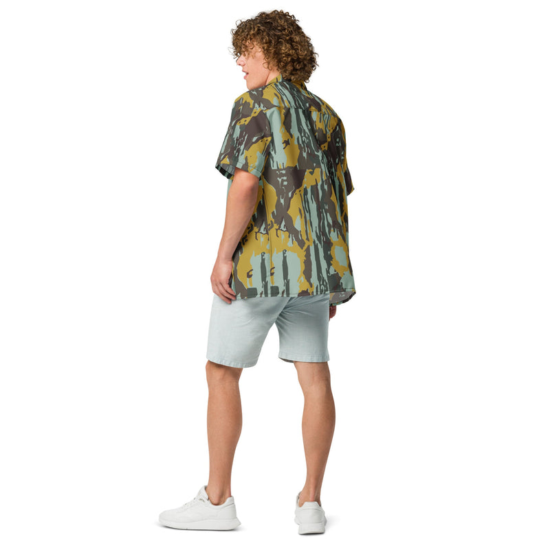 KOPASGAT Vertical Stripe CAMO Unisex Short-Sleeve Button Shirt - Button-Up