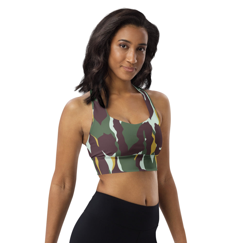 Indonesian National Police Resimen Pelopor CAMO Longline sports bra - Womens Sports Bra