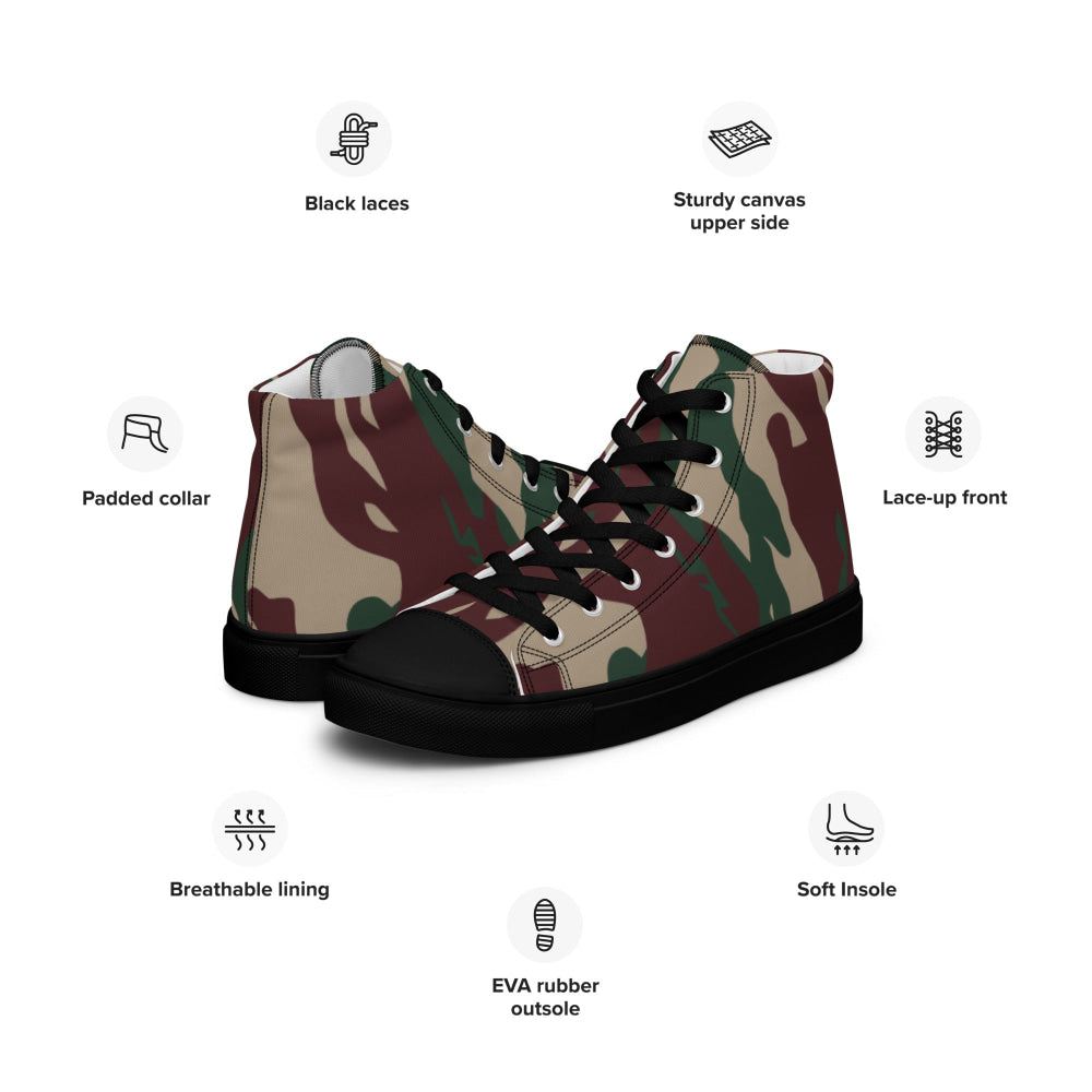 Indonesian Special Forces Loreng Darah Mengalir CAMO Men’s high top canvas shoes - Mens High Top Canvas Shoes