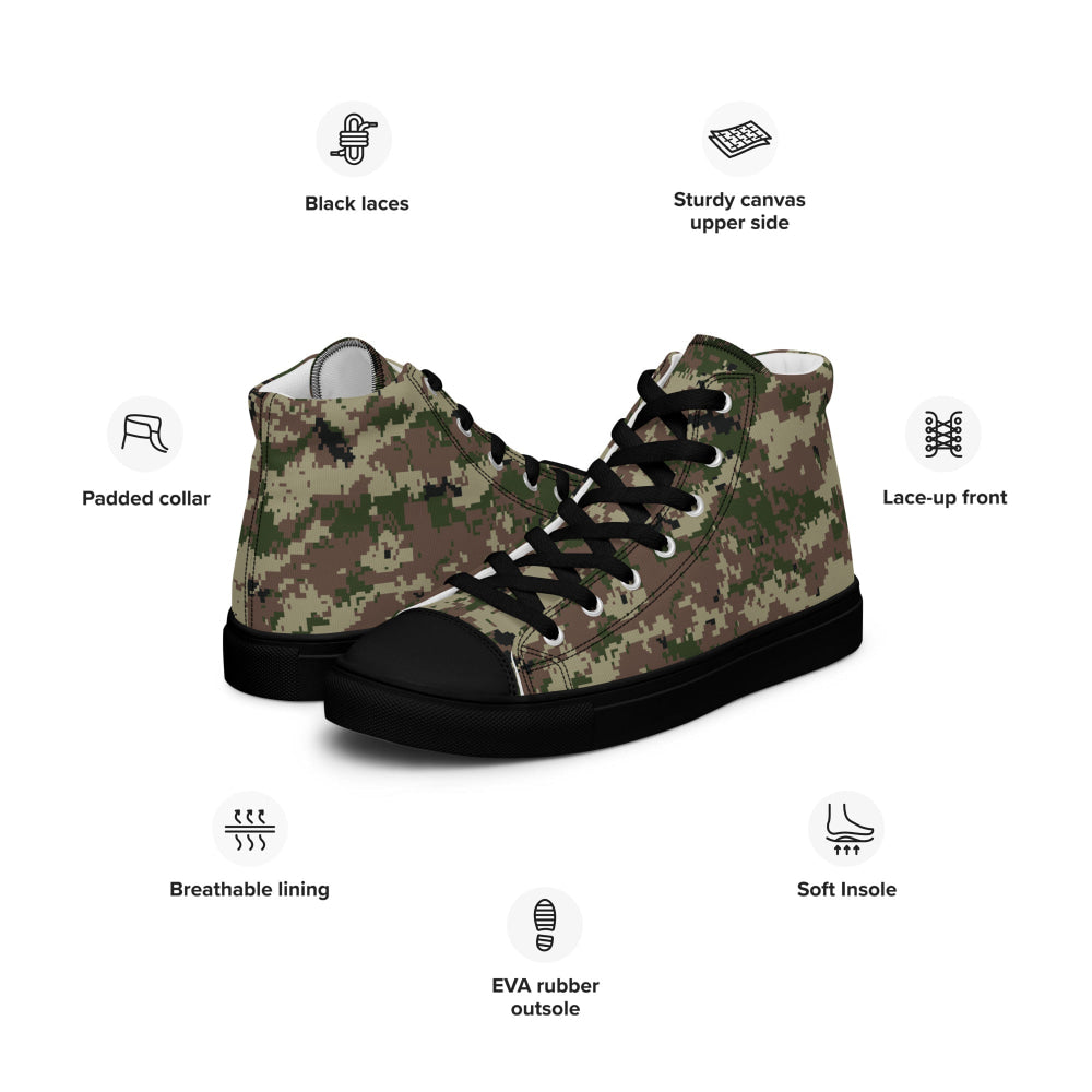 Iranian Basij Digital CAMO Men’s high top canvas shoes - Mens High Top Canvas Shoes