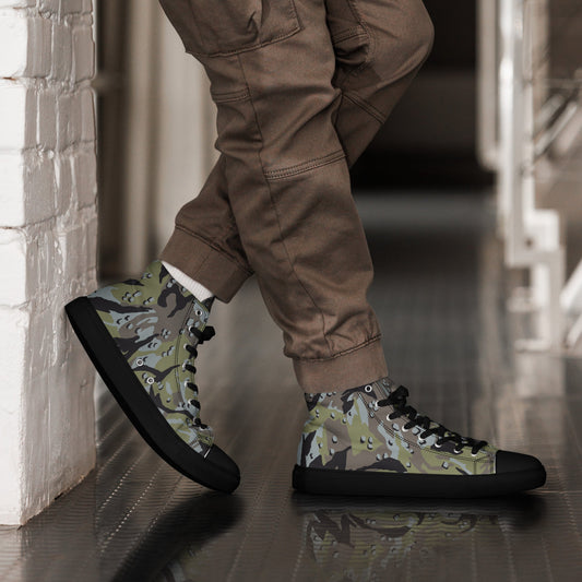 Iranian Chocolate Chip Naval Infantry CAMO Mens high top canvas shoes - Black / 5 - High Top Canvas Shoes