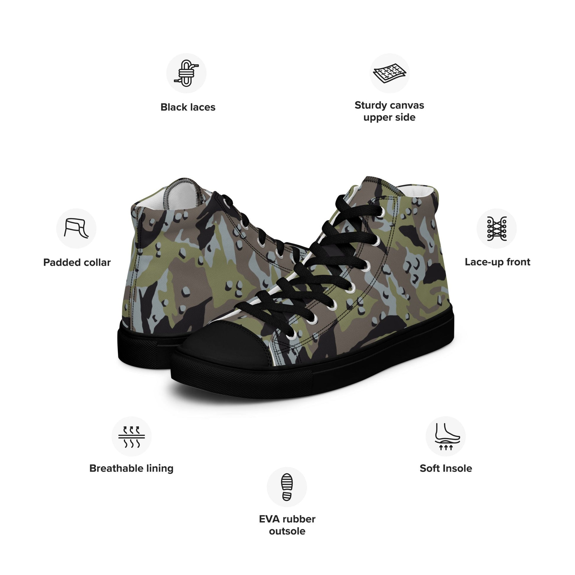 Iranian Chocolate Chip Naval Infantry CAMO Mens High-Top Canvas Shoes