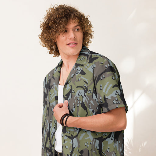 Chocolate Chip Persian Gulf Marine CAMO Unisex Short-Sleeve Button Shirt - Button-Up