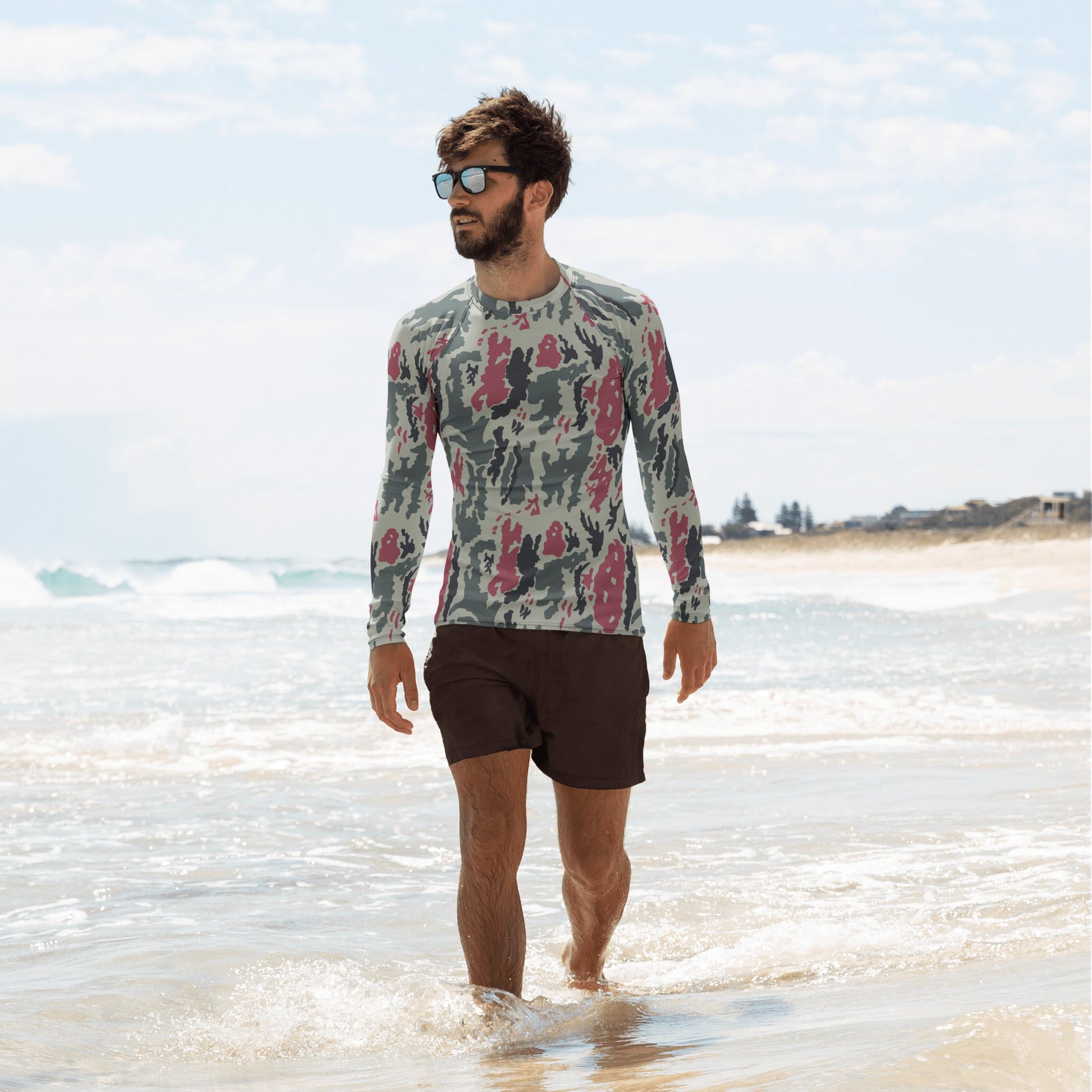 Iranian Island CAMO Mens Long-Sleeve Rash Guard - XS