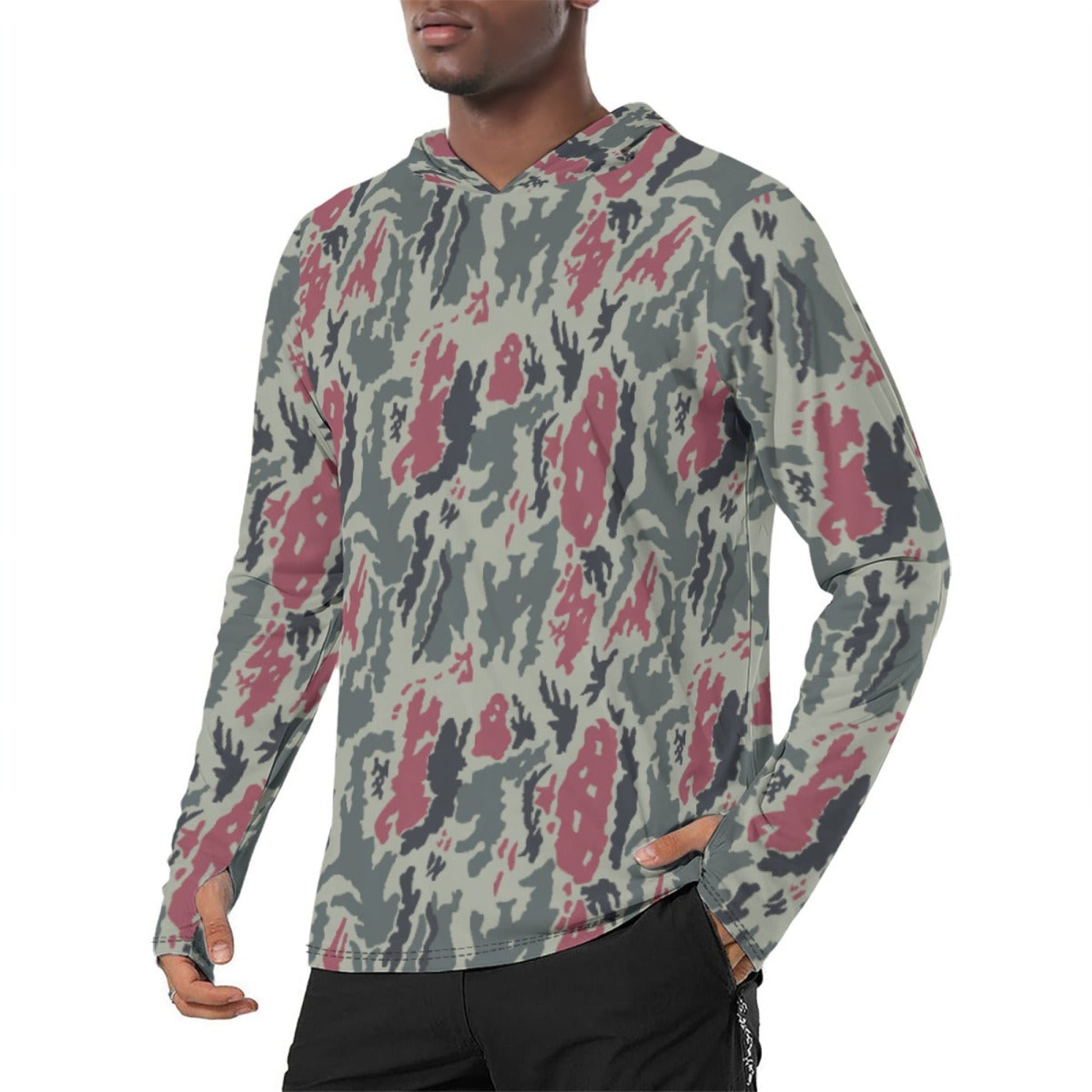 Iranian Island CAMO Mens Sunscreen Sports Hoodie With Thumb Holes