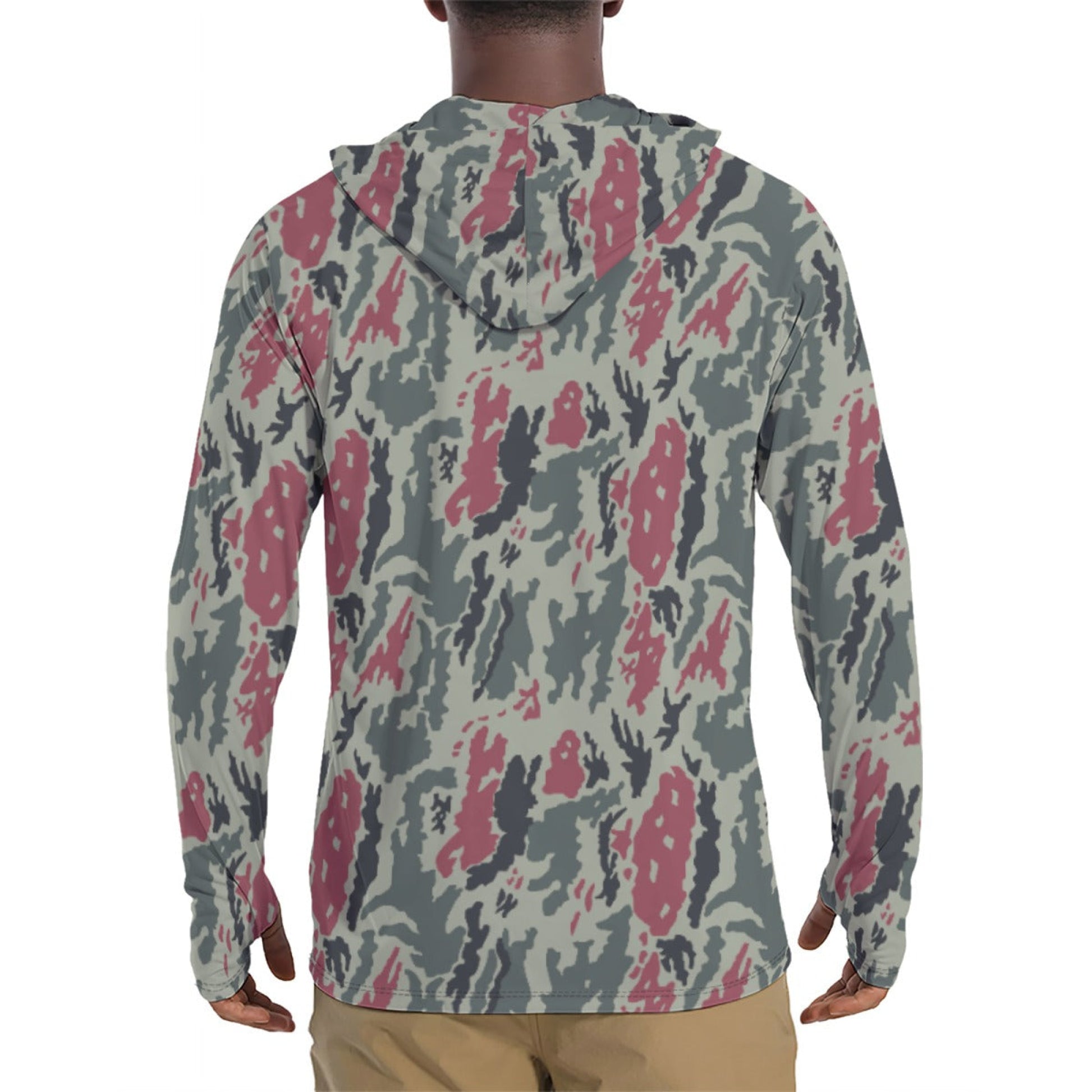 Iranian Island CAMO Mens Sunscreen Sports Hoodie With Thumb Holes - S / White