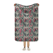 Brushstroke Persian Rose CAMO Sherpa Blanket - 37″×57″