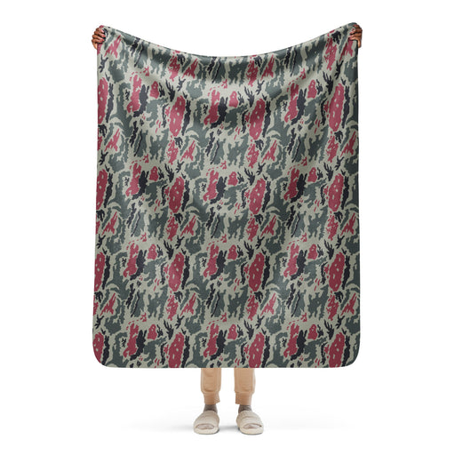 Brushstroke Persian Rose CAMO Sherpa Blanket - 50″×60″