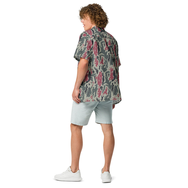 Brushstroke Persian Rose CAMO Unisex Short-Sleeve Button Shirt - Button-Up