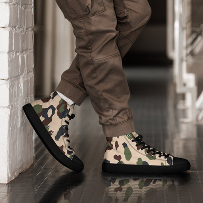 Iraqi Desert Blotch CAMO Men’s high top canvas shoes - Black / 5 - Mens High Top Canvas Shoes