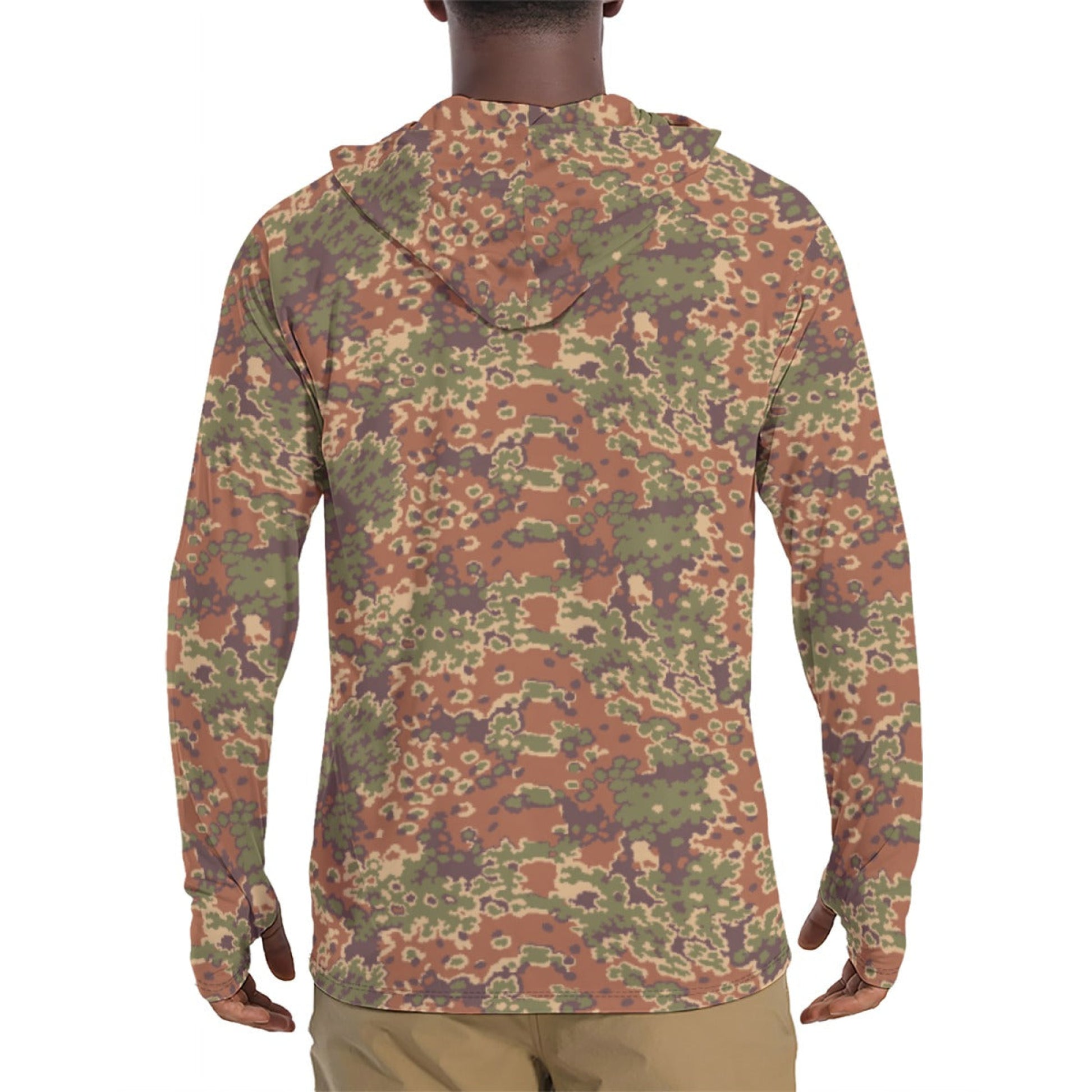 Iraqi Oak Leaf Eichenlaubmuster Arid CAMO Mens Sunscreen Sports Hoodie With Thumb Holes