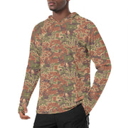 Oak Leaf Eichenlaubmuster Iraqi Arid CAMO Mens Sunscreen Sports Hoodie With Thumb Holes - S / White