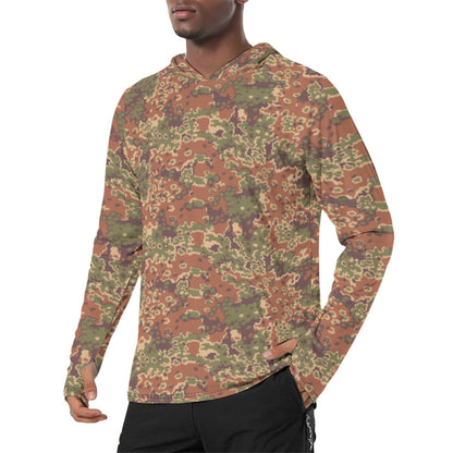 Iraqi Oak Leaf Eichenlaubmuster Arid CAMO Mens Sunscreen Sports Hoodie With Thumb Holes - S / White