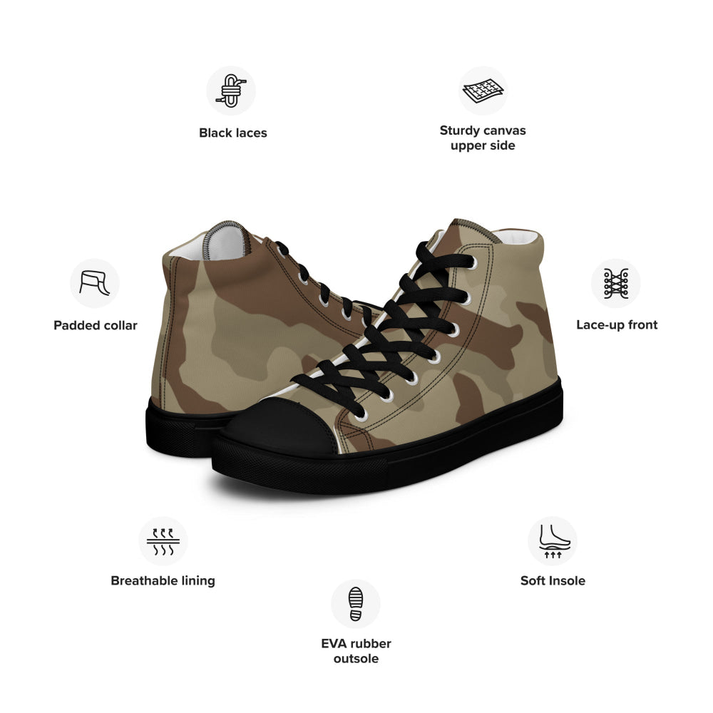 Irish DPM Desert CAMO Men’s high top canvas shoes - Mens High Top Canvas Shoes