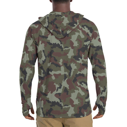 Irish DPM Woodland CAMO Mens Sunscreen Sports Hoodie With Thumb Holes - S / White