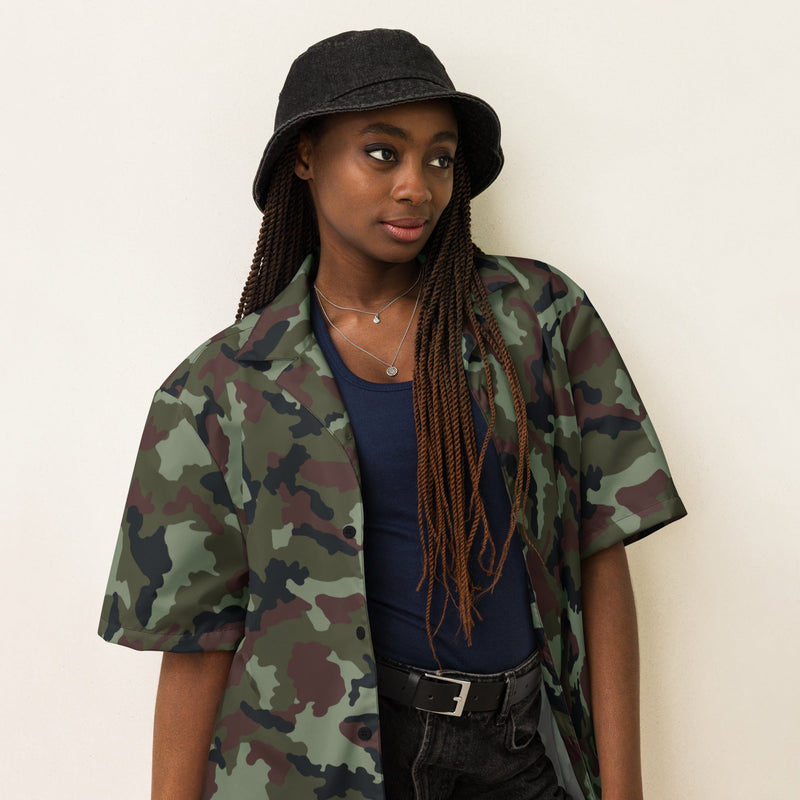 DPM Irish Woodland CAMO Unisex Short-Sleeve Button Shirt - Button-Up