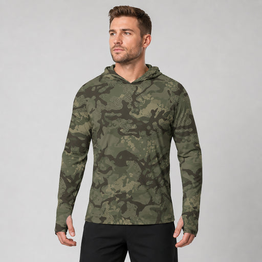 Ironwood Relic German Heritage CAMO Mens Sunscreen Sports Hoodie With Thumb Holes - S / White