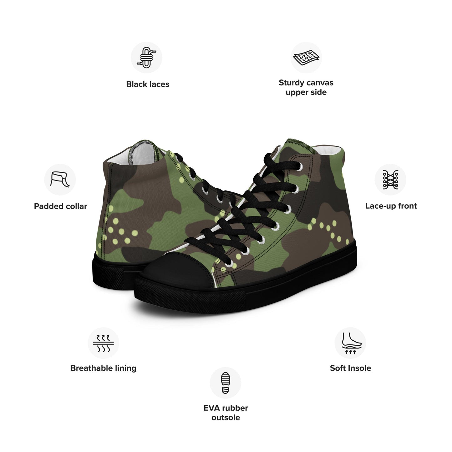 Israeli IDF Mitznefet CAMO Mens high top canvas shoes - High Top Canvas Shoes