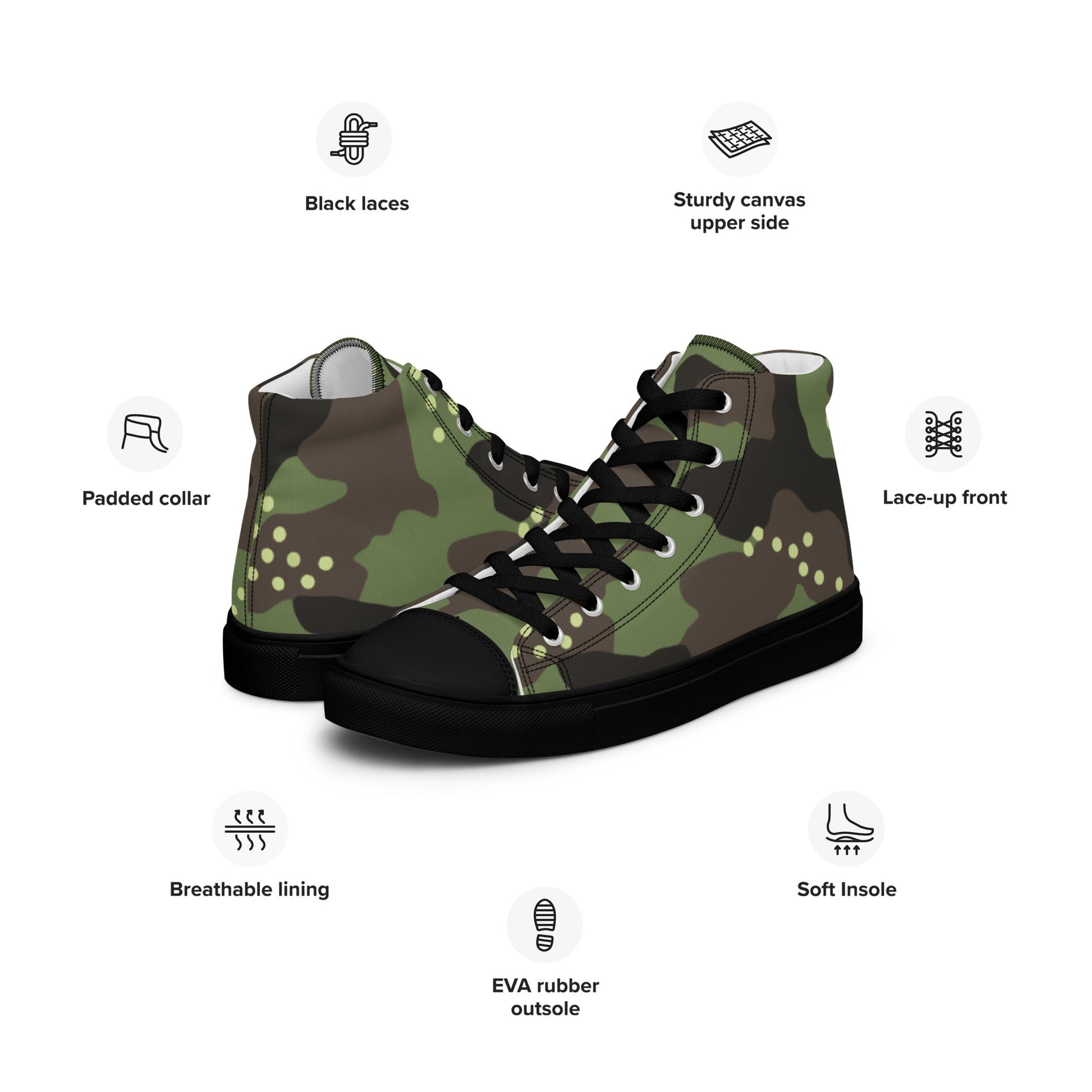 Israeli IDF Mitznefet CAMO Mens high top canvas shoes - High Top Canvas Shoes