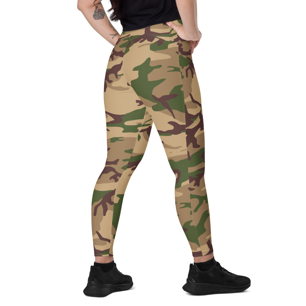 Italian Mimetico Deserto CAMO Leggings with pockets - 2XS - Womens With Pockets