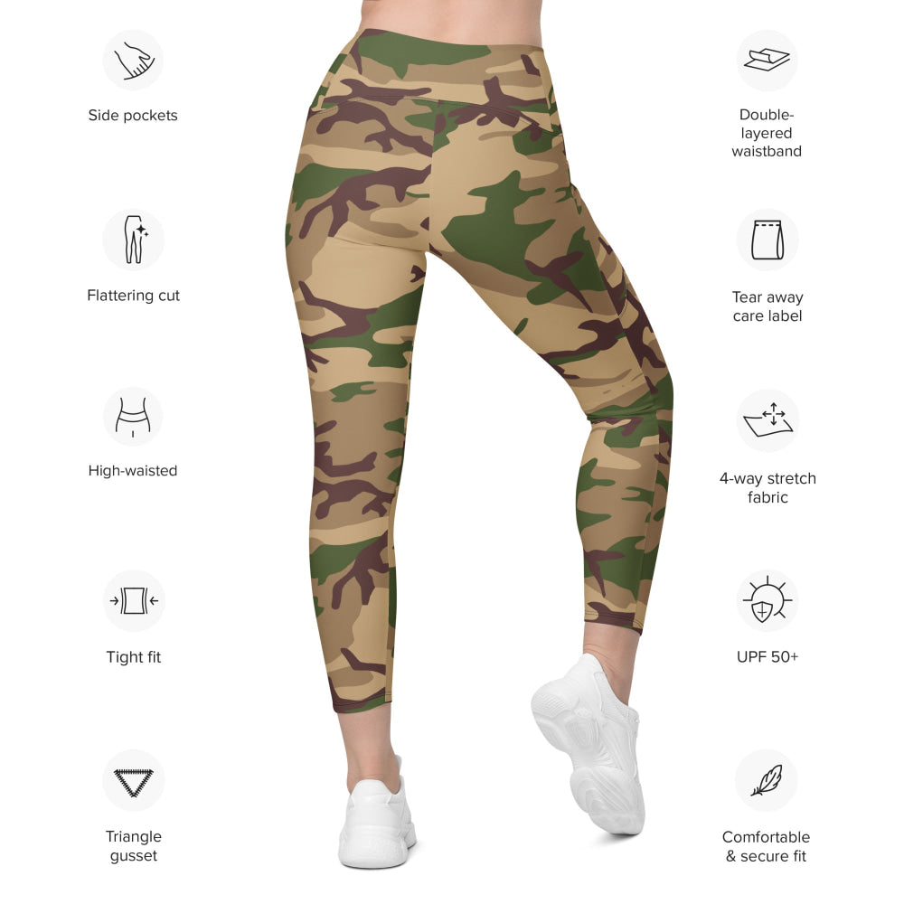 Italian Mimetico Deserto CAMO Leggings with pockets - Womens With Pockets