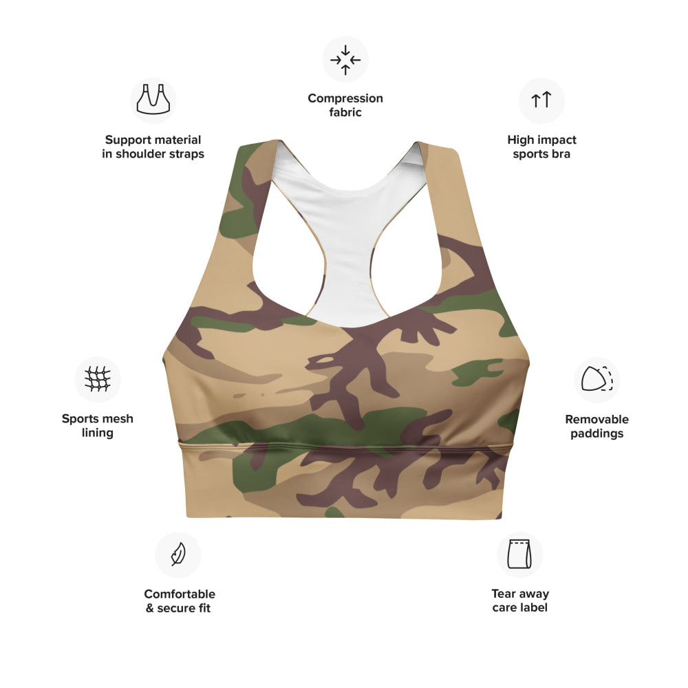 Italian Mimetico Deserto CAMO Longline sports bra - Womens Sports Bra