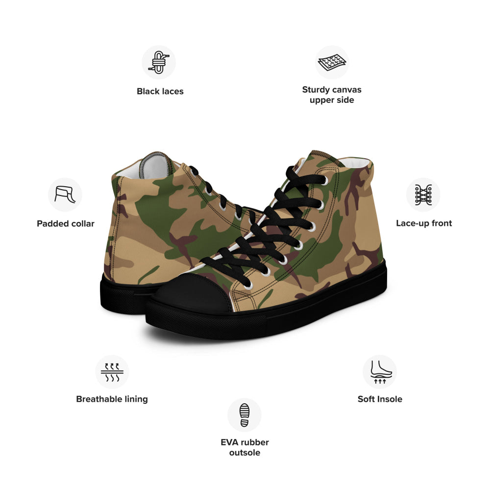 Italian Mimetico Deserto CAMO Men’s high top canvas shoes - Mens High Top Canvas Shoes