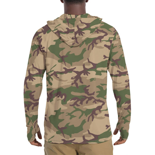 Italian Mimetico Deserto Mens Sunscreen Sports Hoodie With Thumb Holes