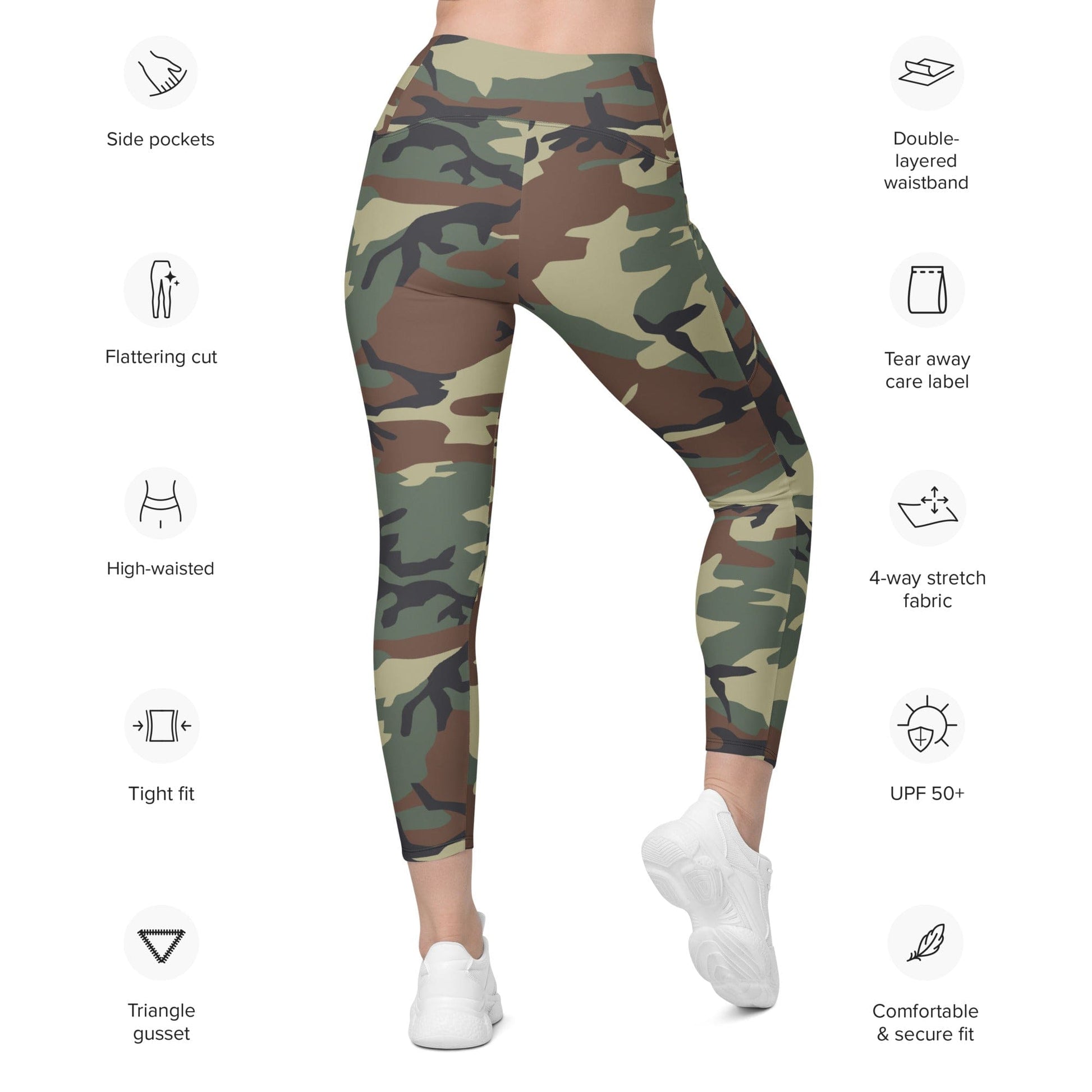 Italian Mimetico Roma 90 Woodland CAMO Leggings with pockets - Womens With Pockets