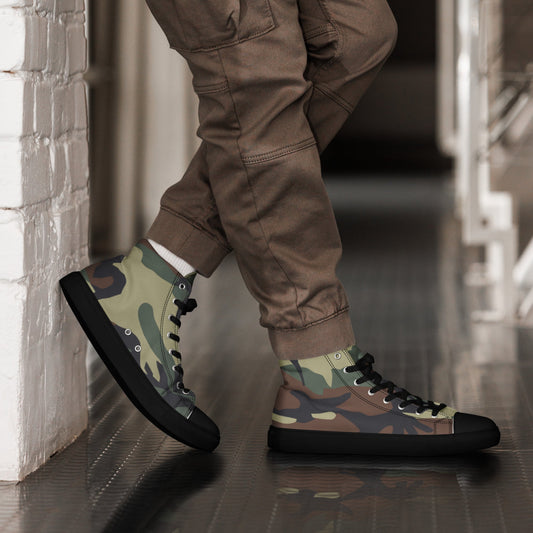 Italian Mimetico Roma 90 Woodland CAMO Mens high top canvas shoes - Black / 5 - High Top Canvas Shoes