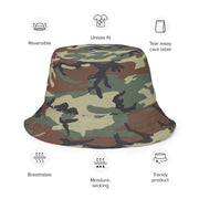 Mimetico Roma 90 Woodland CAMO Reversible Bucket Hat - Head