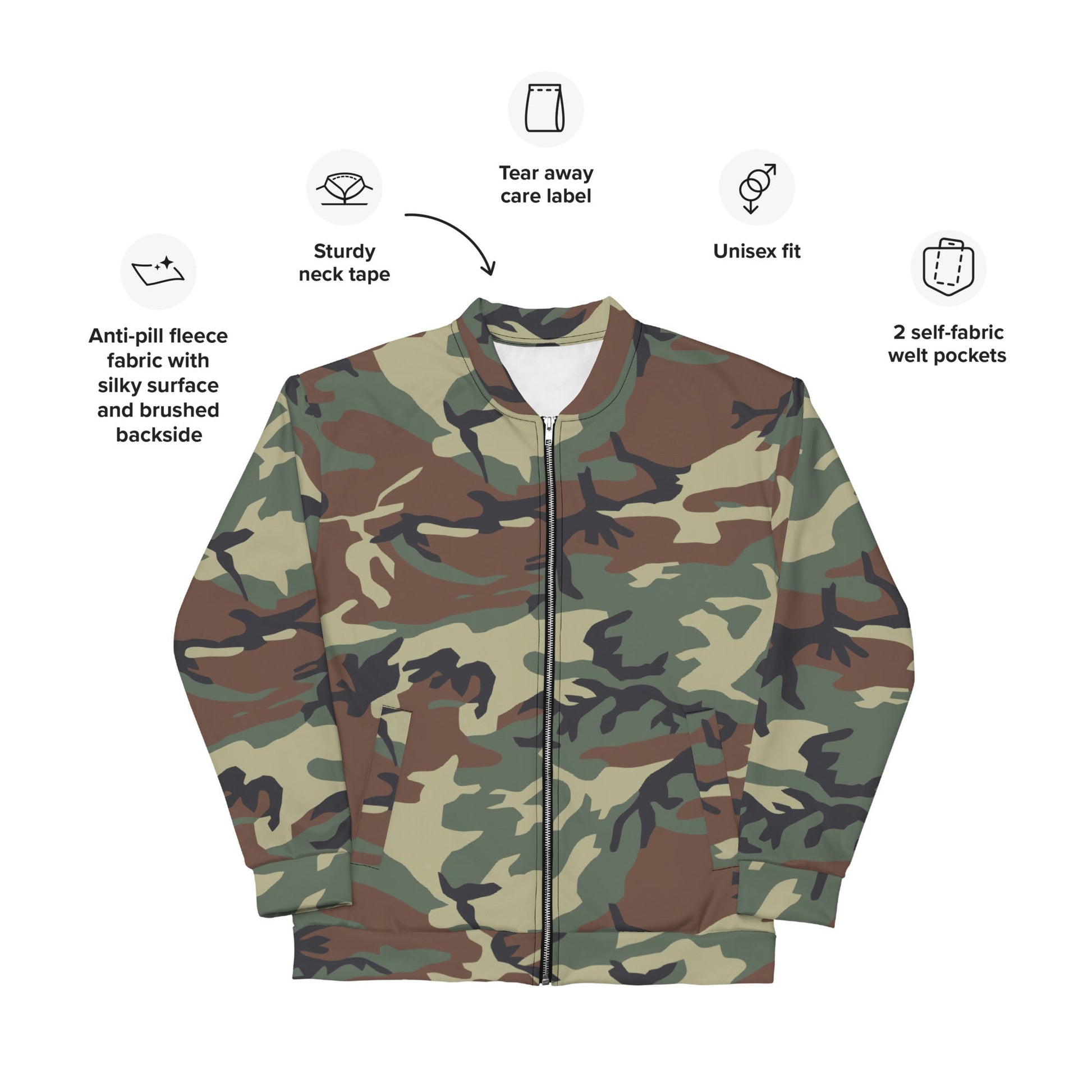 Italian Mimetico Roma 90 Woodland CAMO Unisex Bomber Jacket - Jackets