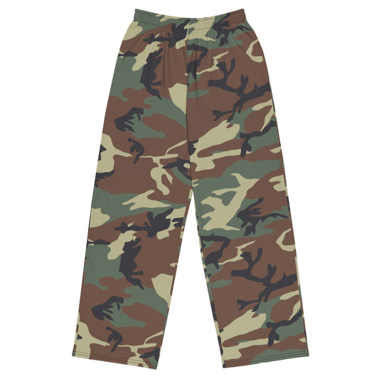 Italian Mimetico Roma 90 Woodland CAMO unisex wide-leg pants - 2XS - Unisex Wide-Leg Pants