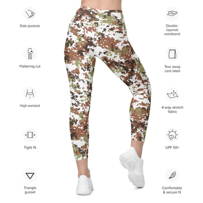 Italian Mimetico Vegetata Alpine CAMO Leggings with pockets - Womens With Pockets