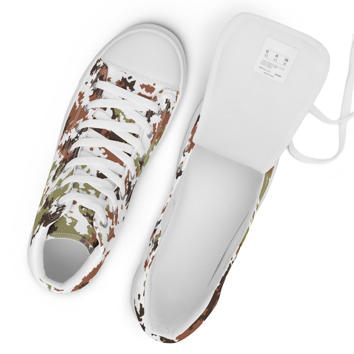 Italian Mimetico Vegetata Alpine CAMO Mens high top canvas shoes - High Top Canvas Shoes