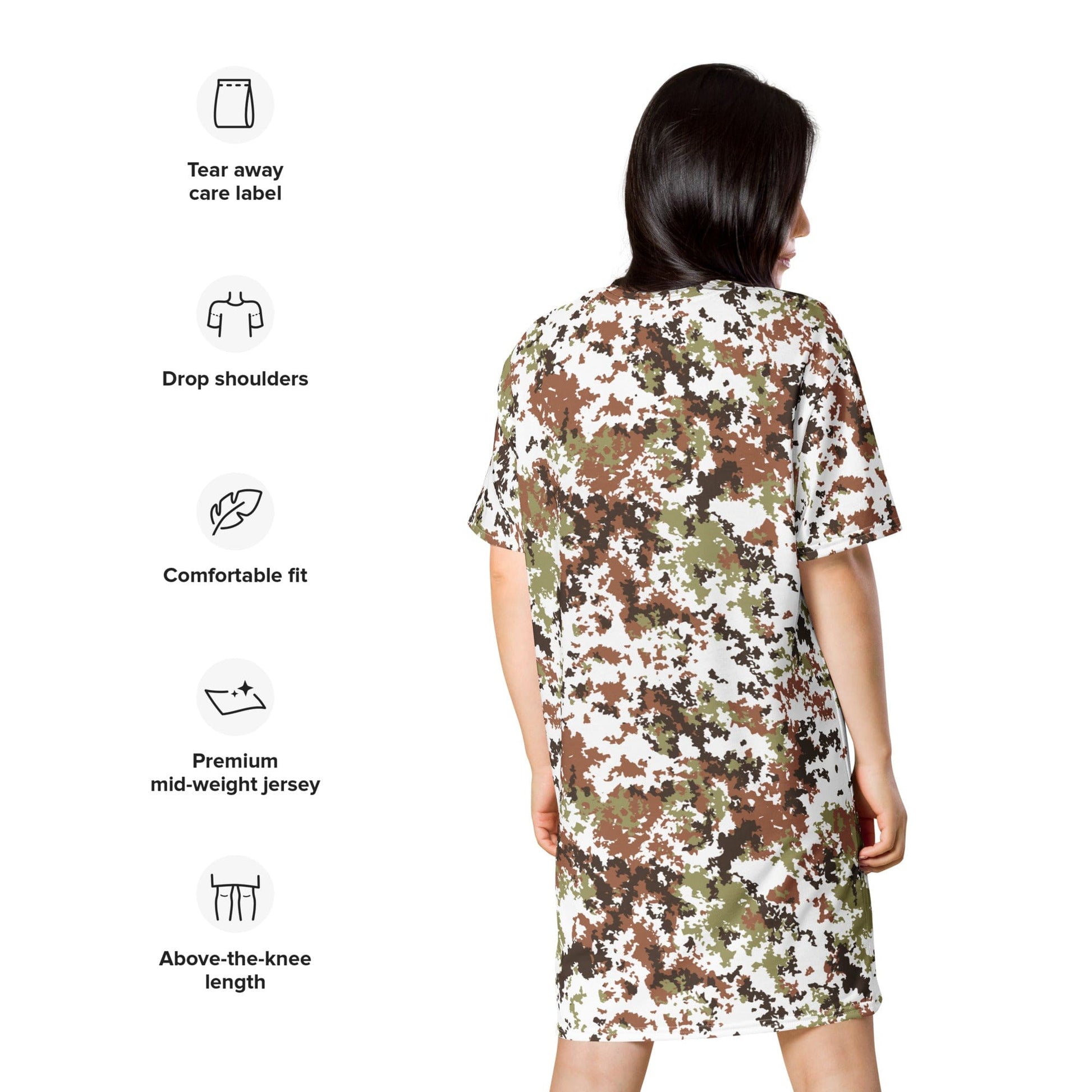 Italian Mimetico Vegetata Alpine CAMO T-shirt dress - Womens T-Shirt Dress