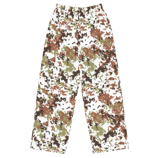 Italian Mimetico Vegetata Alpine CAMO unisex wide-leg pants - 2XS - Unisex Wide-Leg Pants