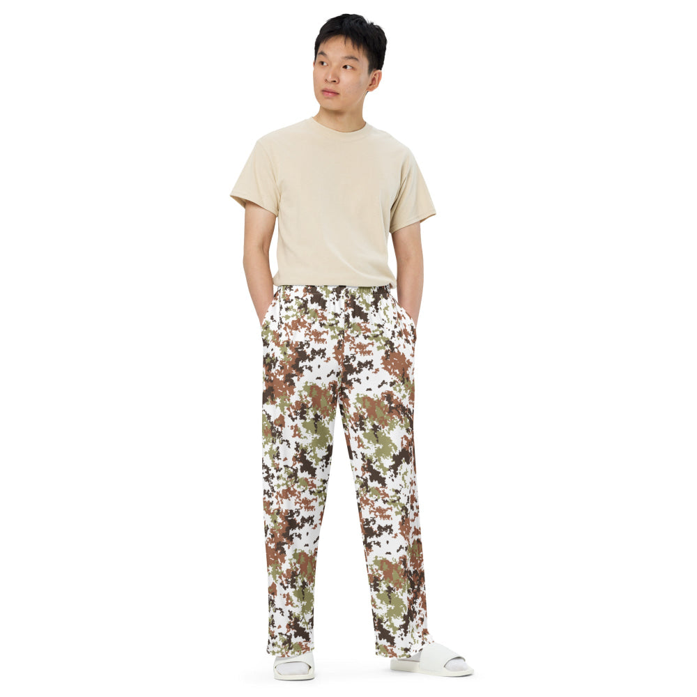 Italian Mimetico Vegetata Alpine CAMO unisex wide-leg pants - Unisex Wide-Leg Pants