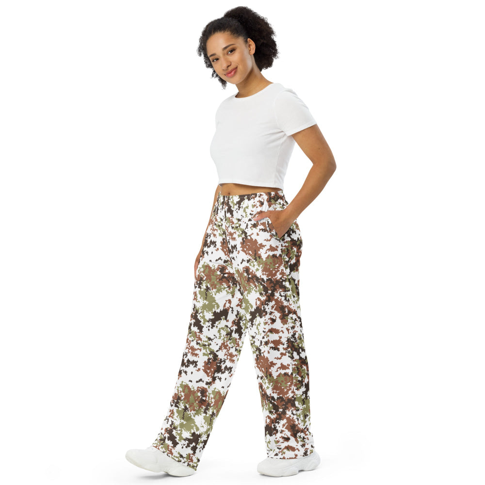 Italian Mimetico Vegetata Alpine CAMO unisex wide-leg pants - Unisex Wide-Leg Pants