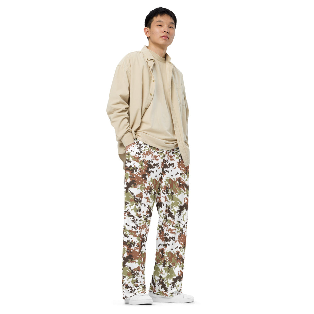 Italian Mimetico Vegetata Alpine CAMO unisex wide-leg pants - Unisex Wide-Leg Pants