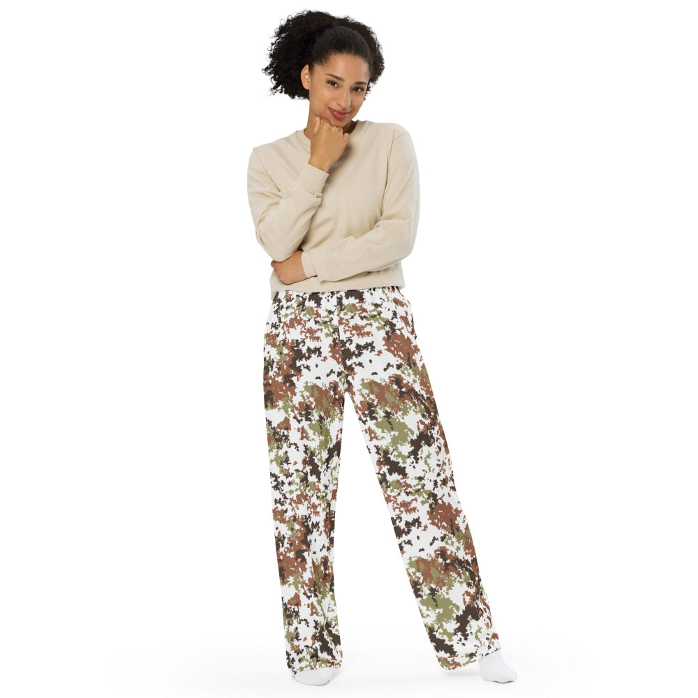 Italian Mimetico Vegetata Alpine CAMO unisex wide-leg pants - Unisex Wide-Leg Pants