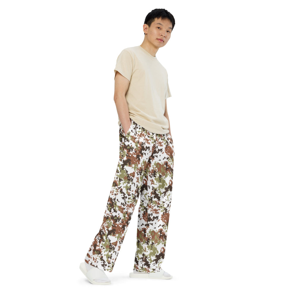 Italian Mimetico Vegetata Alpine CAMO unisex wide-leg pants - Unisex Wide-Leg Pants