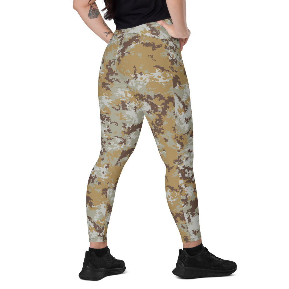 Italian Mimetico Vegetata Desert CAMO Leggings with pockets - 2XS - Womens With Pockets